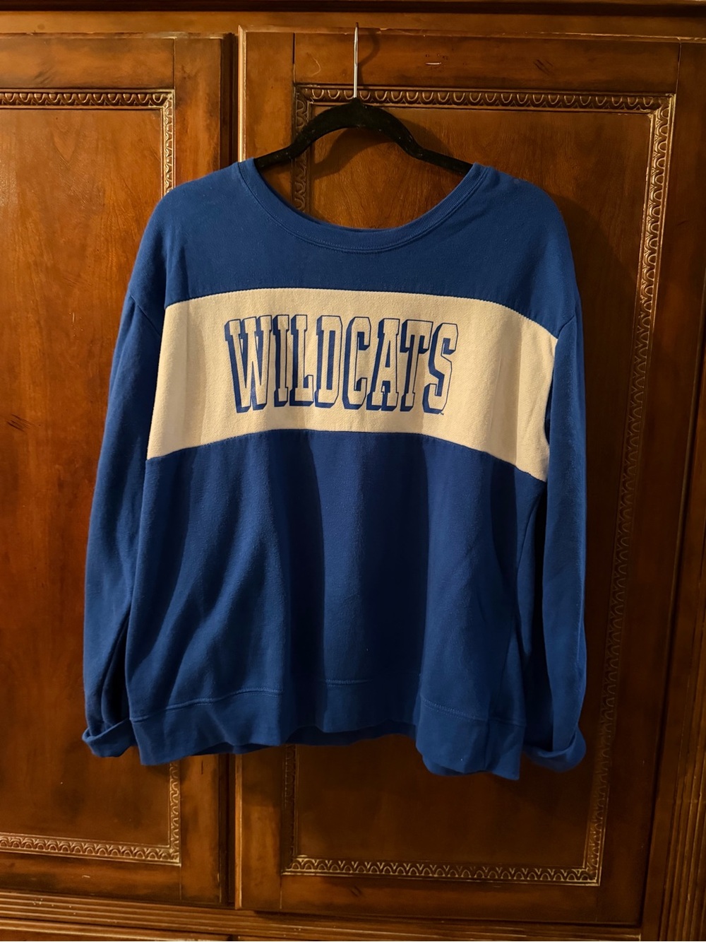 Wildcats Blue and White Colorblock Crewneck Sweatshirt